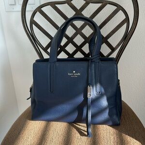 Kate Spade pebble leather satchel blue in mint condition.
